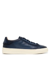 Santoni Perforated Low Top Leather Sneakers