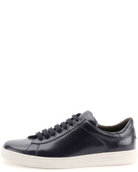 Tom Ford Russel Calf Leather Low Top Sneaker Navy