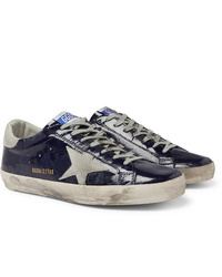 Golden Goose Superstar Distressed Patent Leather And Suede Sneakers