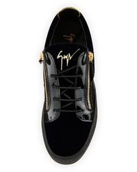 Giuseppe Zanotti Velvet Patent Leather Low Top Sneaker