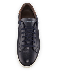 Ermenegildo Zegna Vittorio Leather Low Top Sneaker Navy