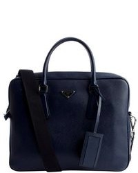 Prada Blue Saffiano Leather Messenger Bag