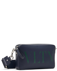 Valentino Garavani Navy Leather Messenger Bag