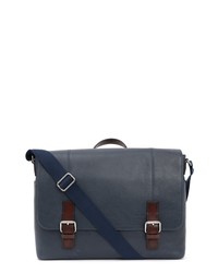 PinoPorte Nino Leather Messenger Bag In Midnight Blue At Nordstrom