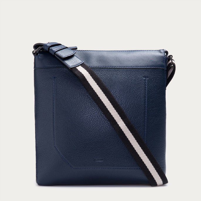 small navy leather bag