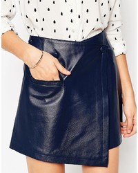 Asos Collection Leather Wrap Mini With Buttons