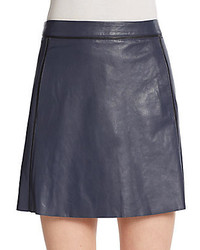 Vince Leather Contrast Trim Mini Skirt