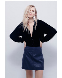 Free People Zip To It Vegan Leather Mini Skirt