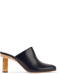 Tibi Zoe Leather Mules Midnight Blue