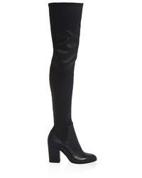 Navy Leather Over The Knee Boots