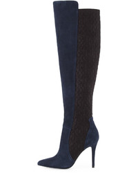 Charles David Persona Leather Over The Knee Stretch Boot Navy