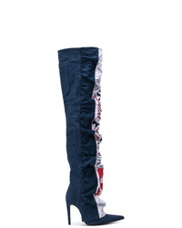 Diesel Red Tag Thigh High Logo Boots