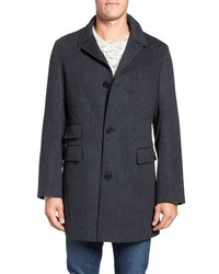 Navy Leather Overcoat
