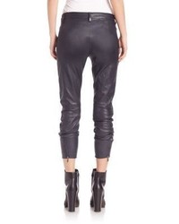 Brunello Cucinelli Stretch Leather Ankle Zip Pants