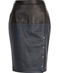 River Island Blue Eudon Choi Two Tone Leather Skirt