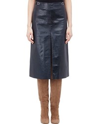 Gabriela Hearst Leather Skirt Blue