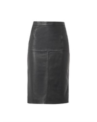 Freda Navy Leather Pencil Skirt