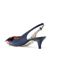 Gucci Sackville Ed Two Tone Textured Leather Slingback Pumps