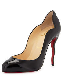 Christian Louboutin Wawy Dolly Patent Squiggly Heel Red Sole Pump Black