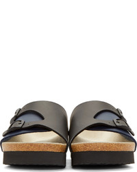 Sacai Black Navy Slide Sandals
