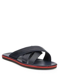 Saks Fifth Avenue Collection Cross Strap Leather Sandals