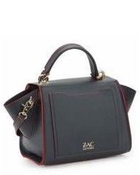 Zac Posen Eartha Leather Contrast Piping Shoulder Bag