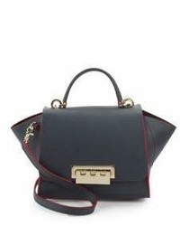 Zac Posen Eartha Leather Contrast Piping Shoulder Bag