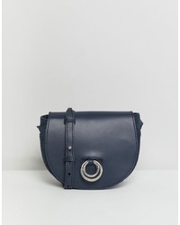 ASOS DESIGN Leather And Suede Saddle Bag With Ring Detail