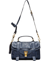 Proenza Schouler Midnight Blue Ps1 Tiny Lux Leather Satchel Bag
