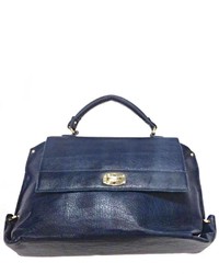 Sm By Nature Navy Leather Satchel