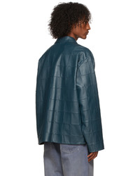 Acne Studios Blue Patchwork Leather Jacket