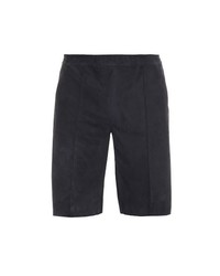 Navy Leather Shorts
