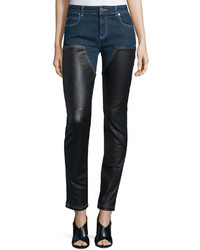 Givenchy Skinny Ankle Jeans Wleather Front Denim