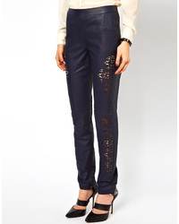 Asos Skinny Pant In Leather With Cutwork