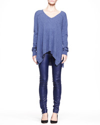 The Row Stretch Leather Skinny Pants Imperial Blue