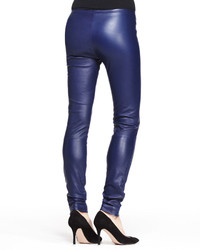 The Row Stretch Leather Skinny Pants Imperial Blue