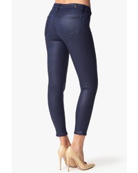 7 For All Mankind The Seamed Skinny In Crackled Leather Like Deep Navy