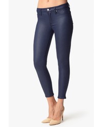 7 For All Mankind The Seamed Skinny In Crackled Leather Like Deep Navy