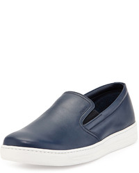 navy leather slip on sneakers