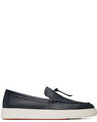 Santoni Navy Knotted Slip On Sneakers