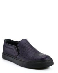 Alexander McQueen Perforated Skull Leather Slip On Sneakers