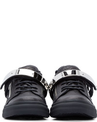 Giuseppe Zanotti Black Silver Leather Sneakers