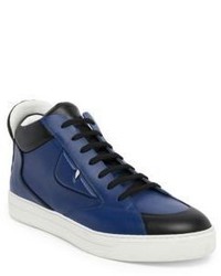 Fendi Bugs Mid Top Leather Sneakers