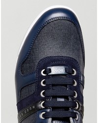 Boss Green By Hugo Boss Leather And Rubber Sneakers Navy