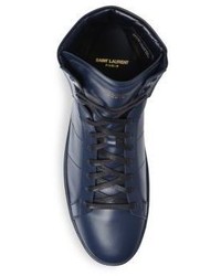 Saint Laurent Classic Tonal Leather Hi Top Sneakers