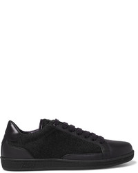Brioni Gymnasium Textured Leather And Felt Sneakers