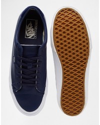 Vans Leather Court Sneakers In Blue V4owlam