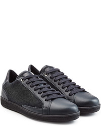 Brioni Leather Sneakers With Wool