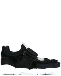 MSGM Faux Fur Panel Front Strap Sneakers
