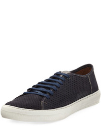 Donald J Pliner Perforated Leather Laced Sneaker Blue
